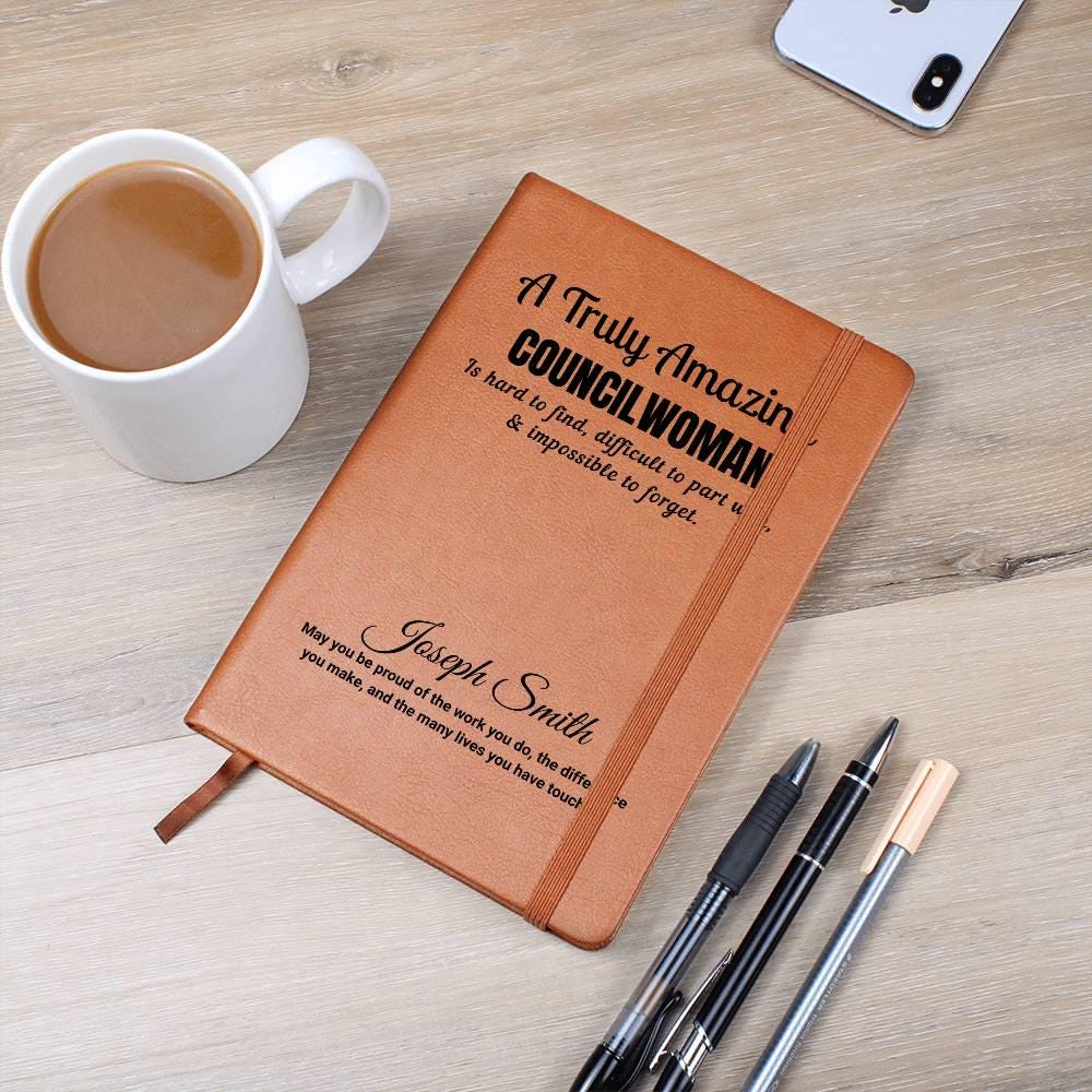 Personalized Councilwoman Gift Vegan Leather Journal – view 10
