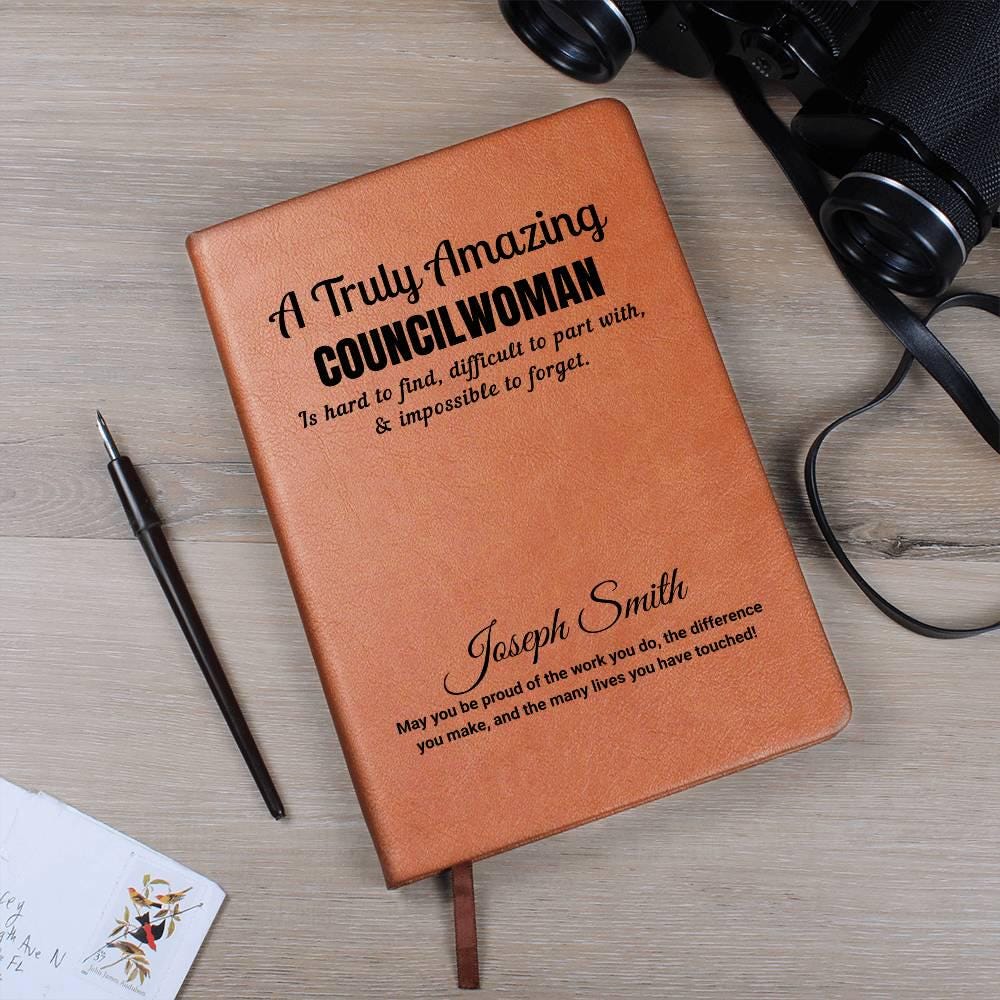 Personalized Councilwoman Gift Vegan Leather Journal – view 6