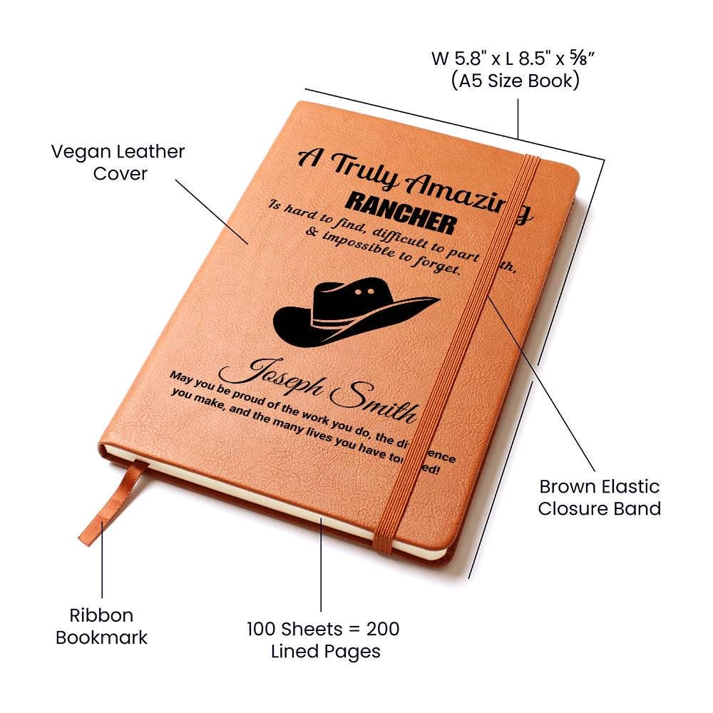 Personalized Rancher Gift Vegan Leather Journal – Gift for Cowboy – view 3