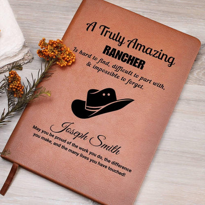 Personalized Rancher Gift Vegan Leather Journal – Gift for Cowboy