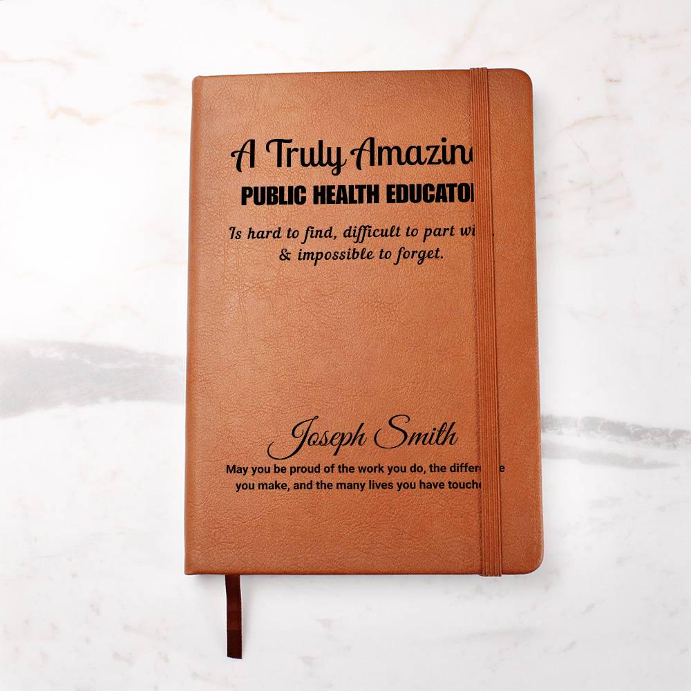 Personalized Public Health Educator Vegan Leather Journal – view 3