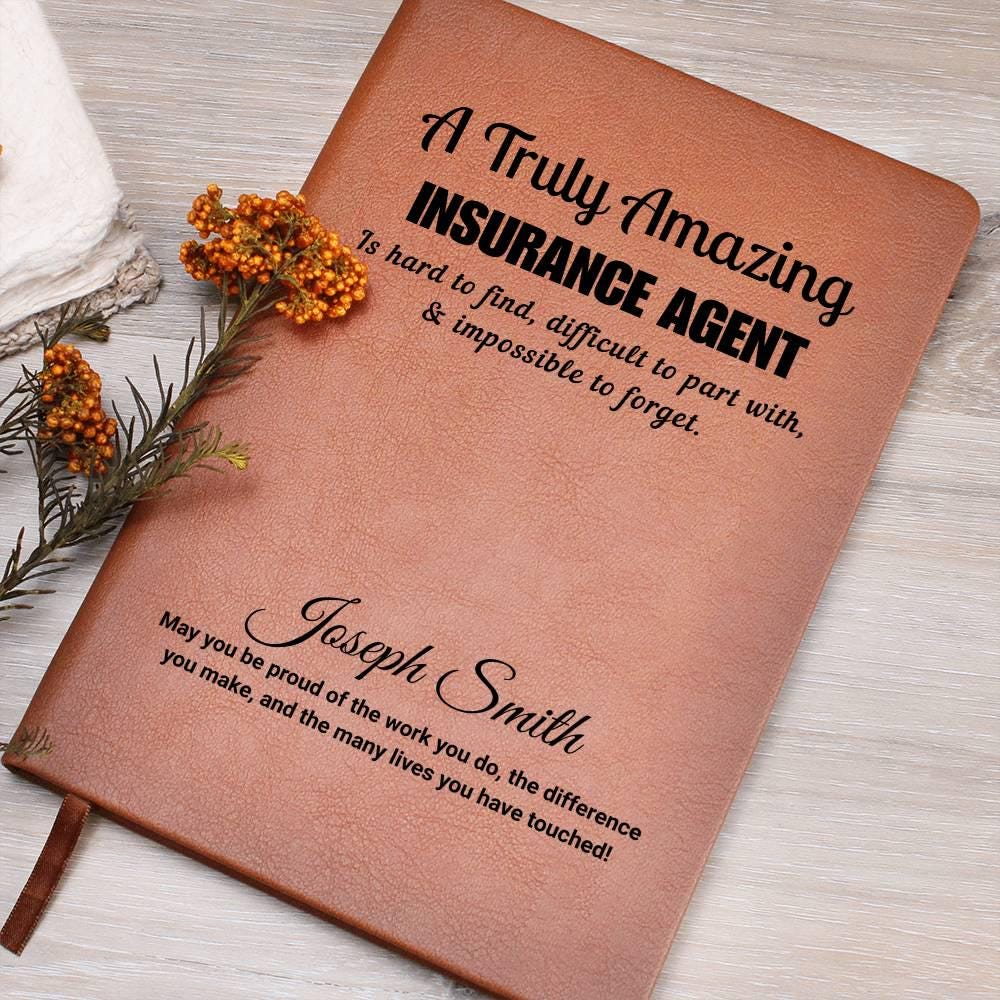 Personalized Insurance Agent Vegan Leather Journal – Gift for Life