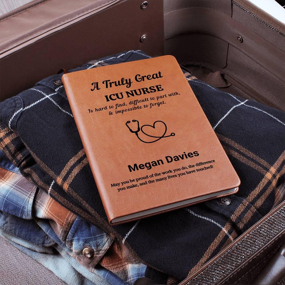 Personalized ICU Nurse Journal – Vegan Leather Notebook – view 6
