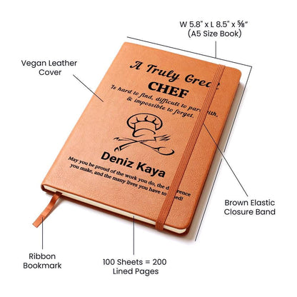 Chef Gift Personalized Vegan Leather Journal – Culinary Gifts – view 3