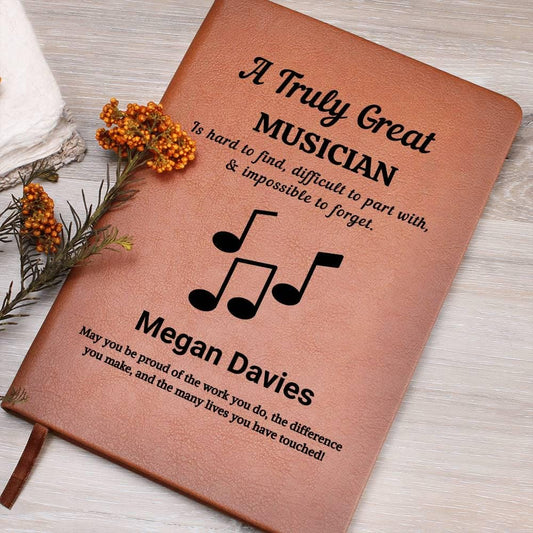 Musician Gift Personalized Vegan Leather Journal – Musician Graduation