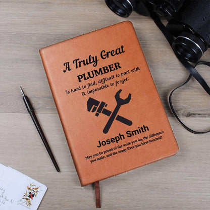 Plumber Gift Personalized Leather Journal – Plumbing gifts Dad – view 7