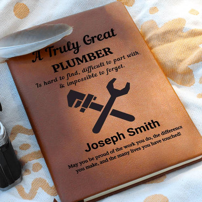 Plumber Gift Personalized Leather Journal – Plumbing gifts Dad – view 8