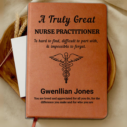 Personalized Nurse Practitioner Gift Leather Journal – NP Graduation – view 10