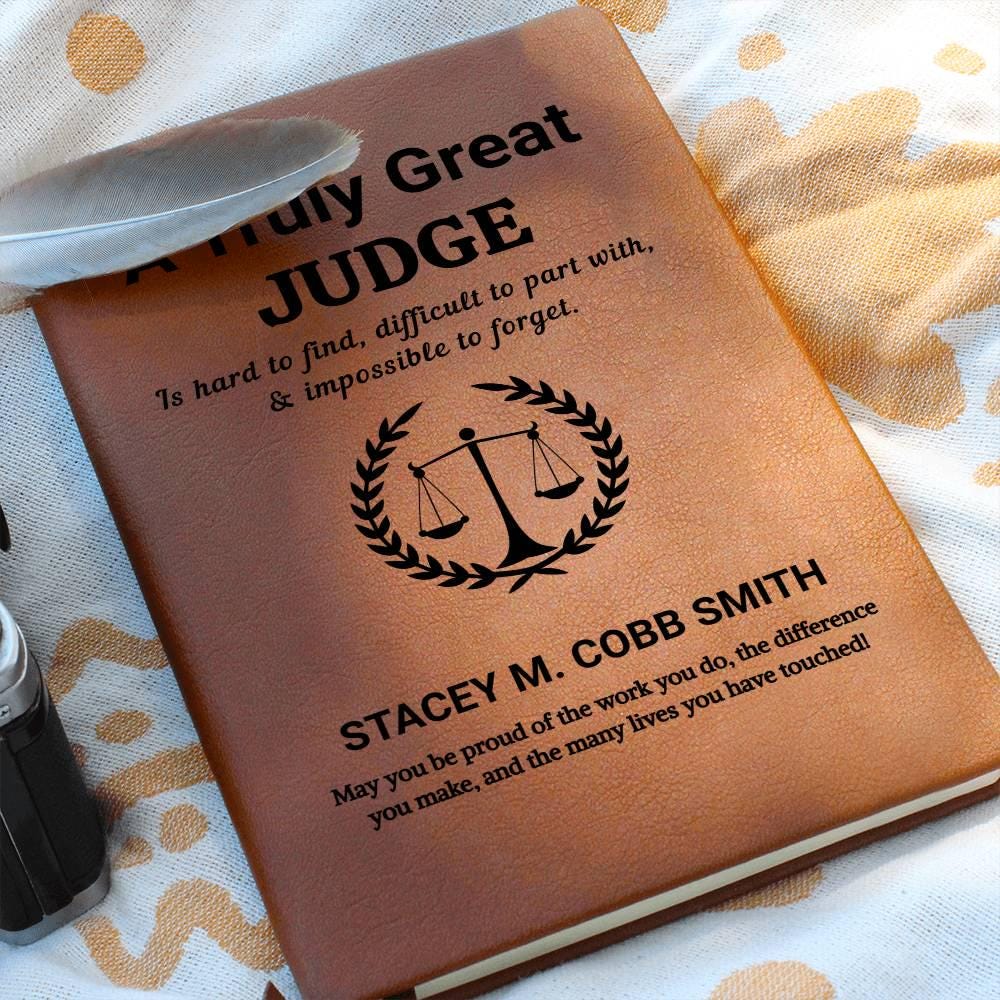 Personalized Judge Gift Leather Journal – Custom Judge Retirement Gift – view 2