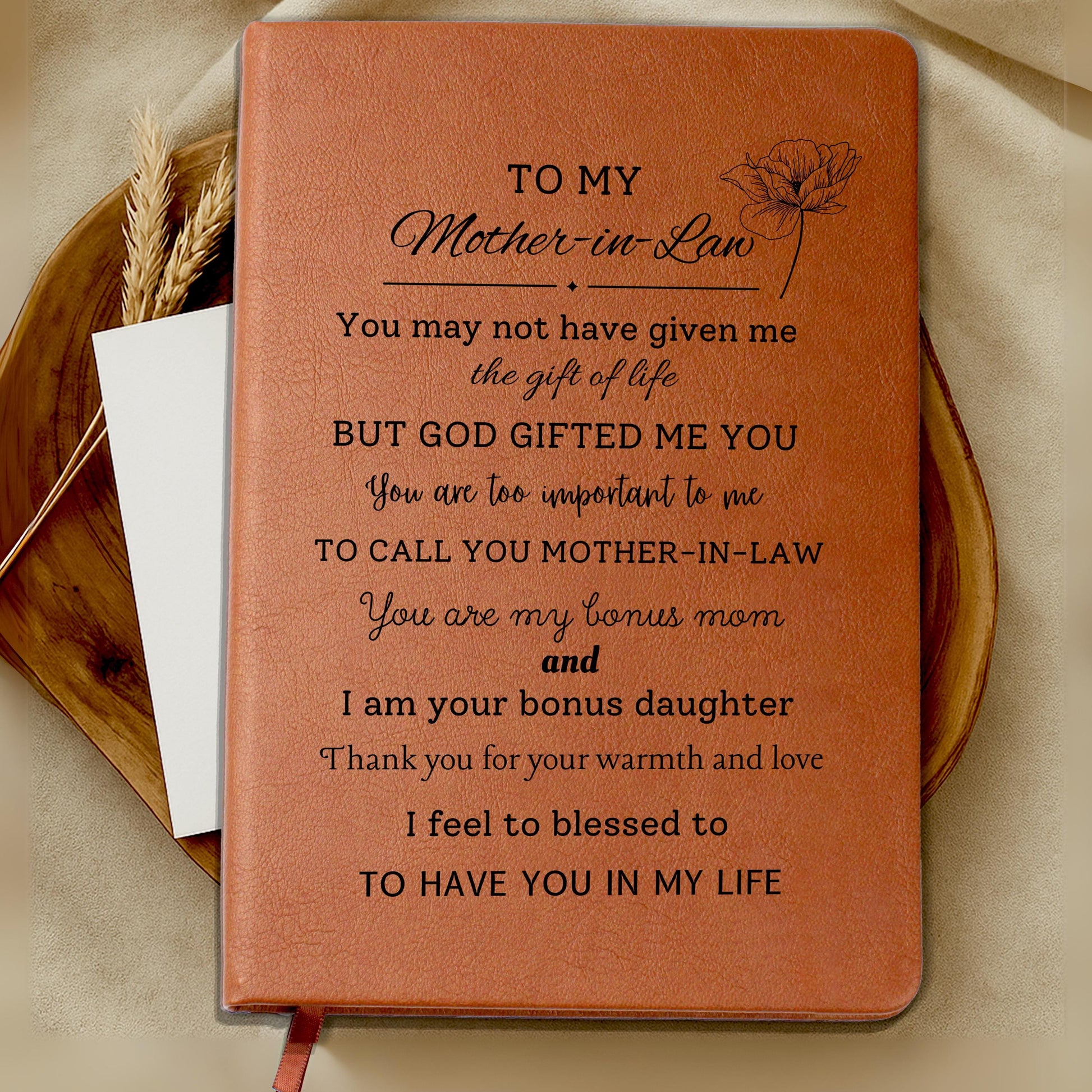 To my Mother in Law Personalized Vegan Leather Journal – Birthday Gift