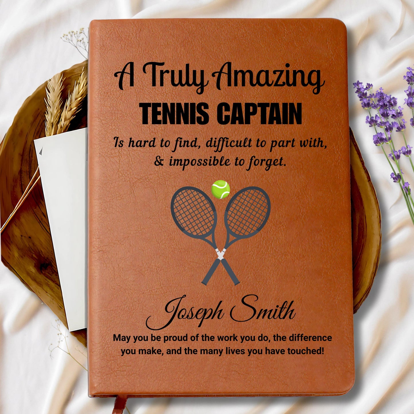 Personalized Tennis Captain Gift Vegan Leather Journal – view 8