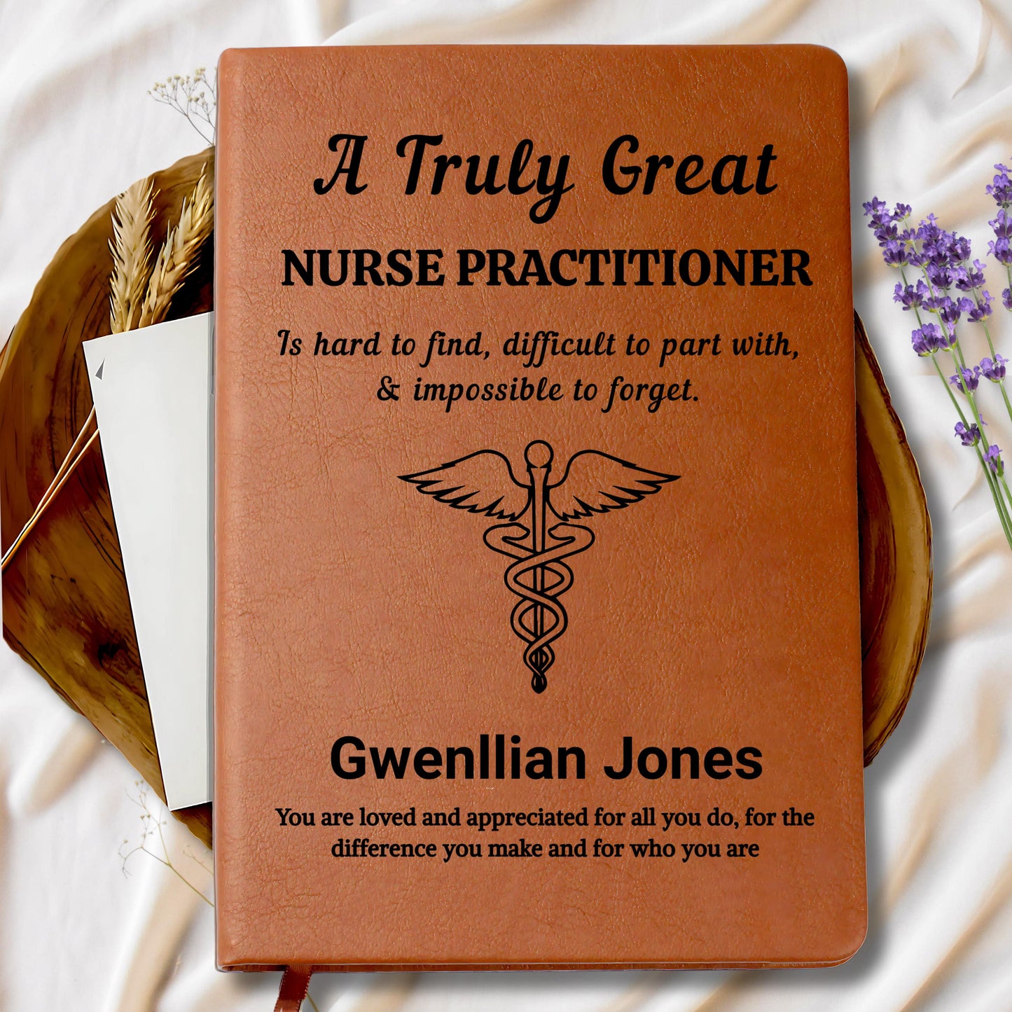 Personalized Nurse Practitioner Gift Leather Journal – NP Graduation – view 9