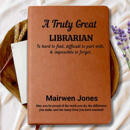 Librarian Personalized Vegan Leather Journal – Librarian Notebook – view 8
