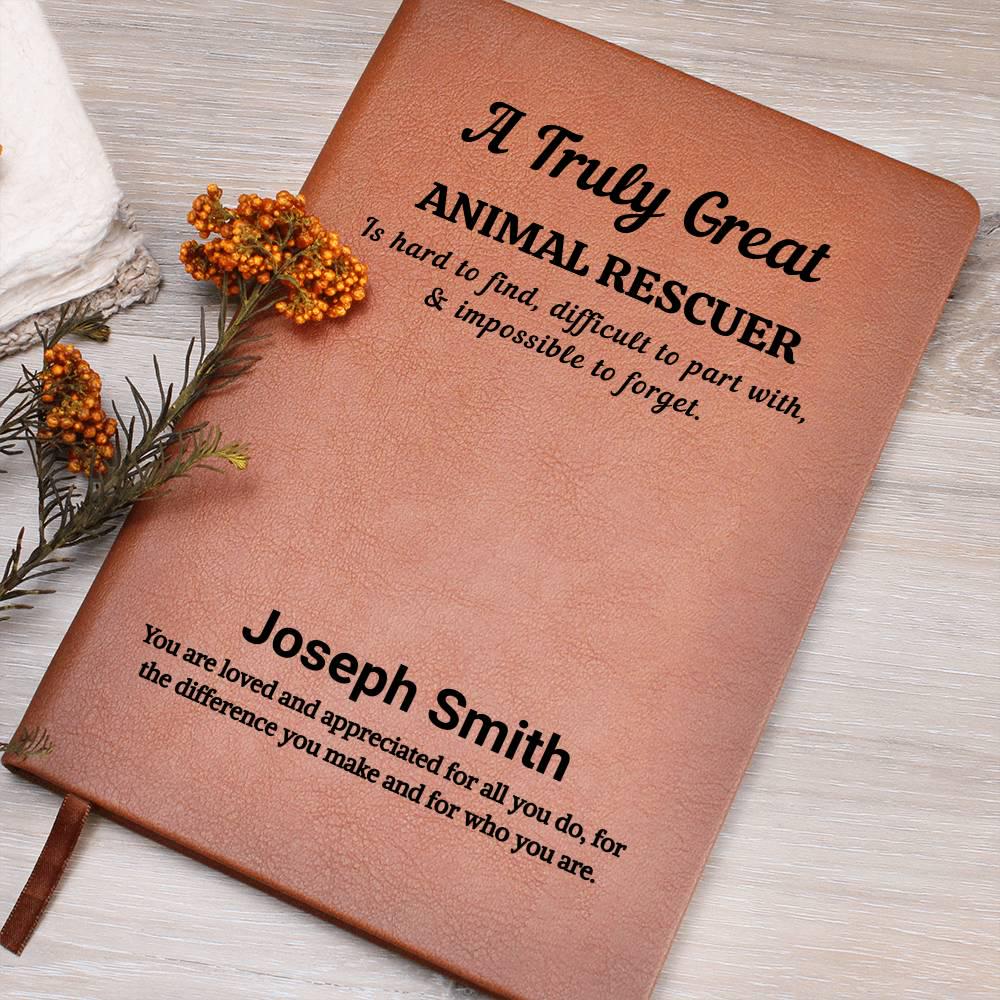 Personalized Animal Rescuer Gift – Vegan Leather Journal for Dog