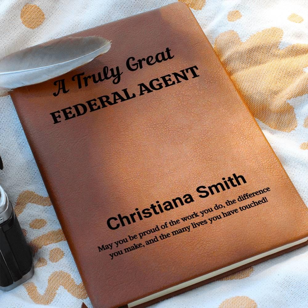 Federal Agent Personalized Leather Journal – FBI Agent Gift – view 8
