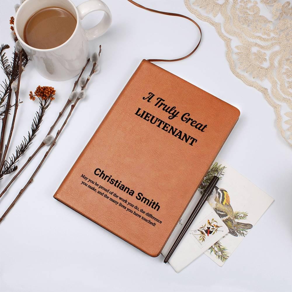 Lieutenant Personalized Leather Journal – Lieutenant Promotion Gift – view 2