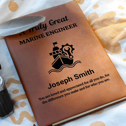 Marine Engineer Personalized Leather Journal – Birthday Gift – view 10