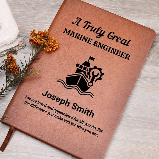 Marine Engineer Personalized Leather Journal – Birthday Gift