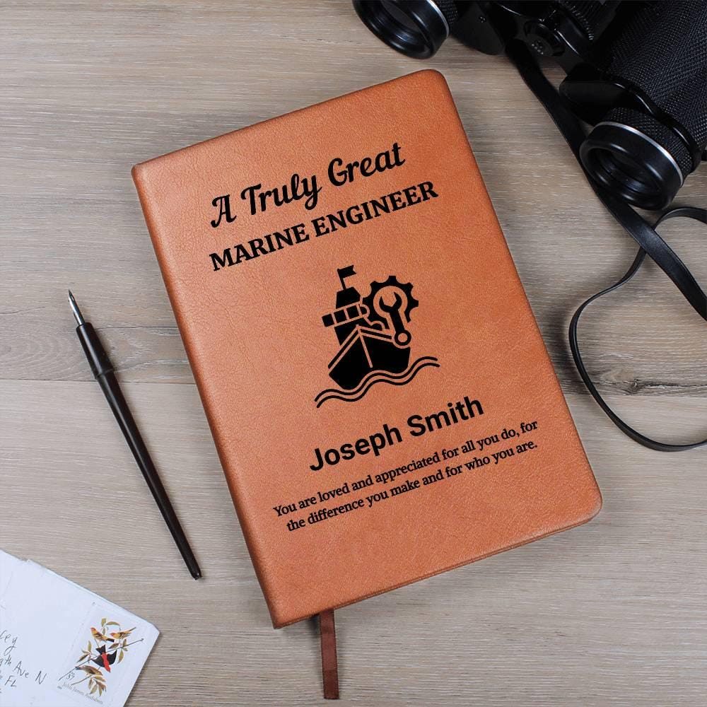 Marine Engineer Personalized Leather Journal – Birthday Gift – view 7