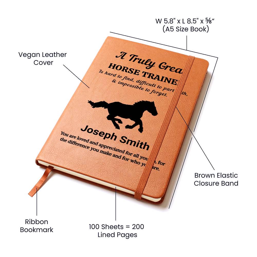 Horse Trainer Personalized Leather Journal – Horse Riding Instructor – view 2