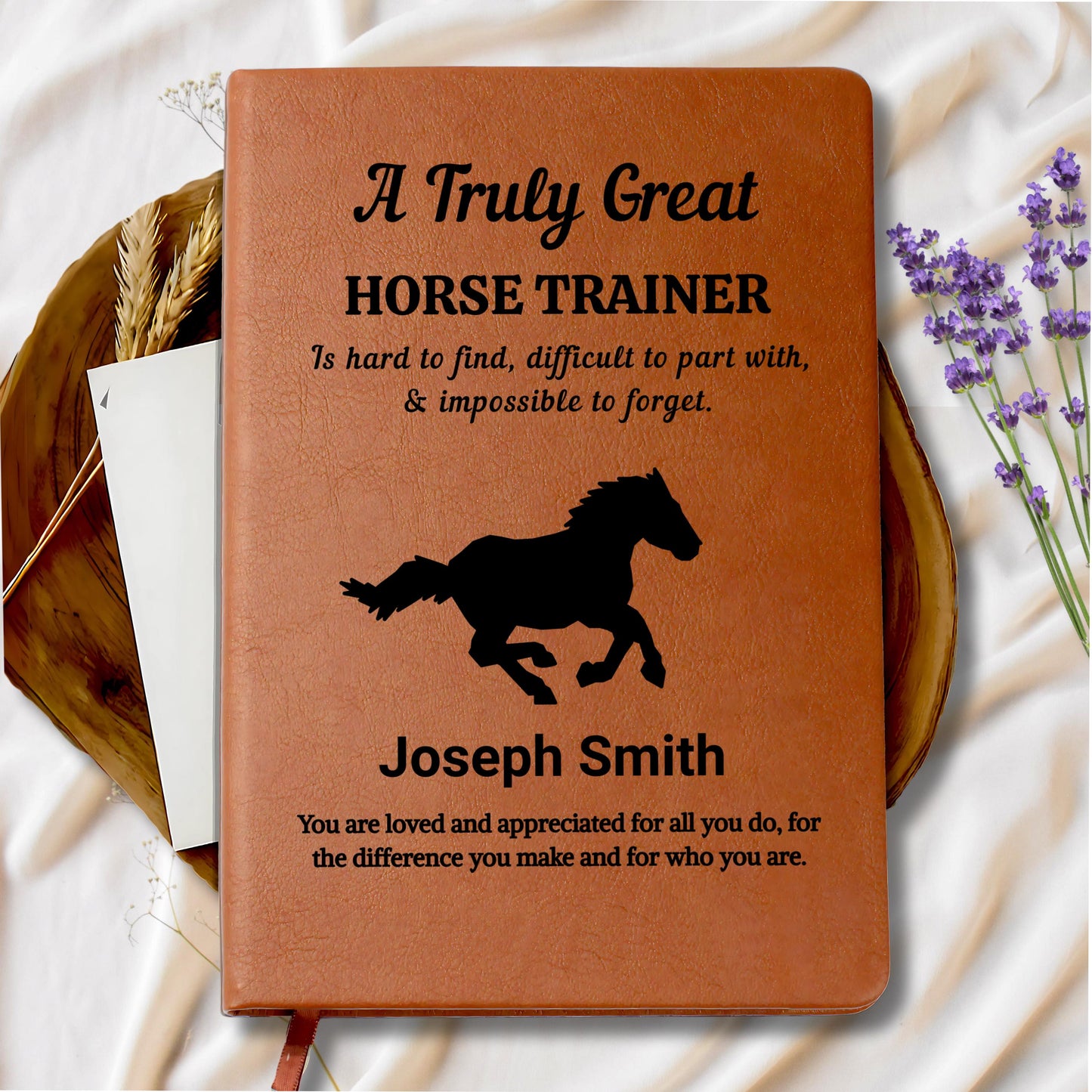 Horse Trainer Personalized Leather Journal – Horse Riding Instructor – view 9
