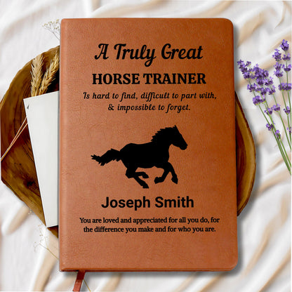 Horse Trainer Personalized Leather Journal – Horse Riding Instructor – view 9