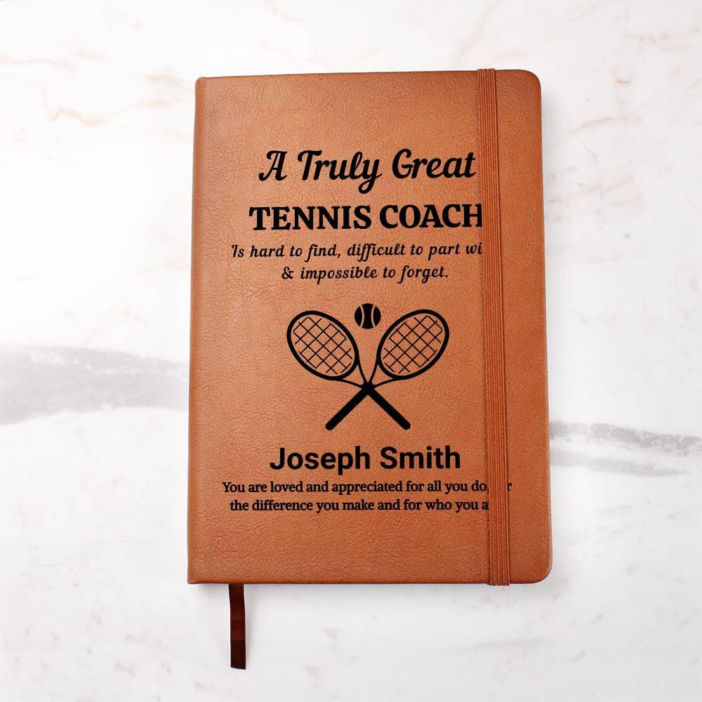 Tennis Coach Personalized Leather Journal – Gift from Tennis Team – view 6