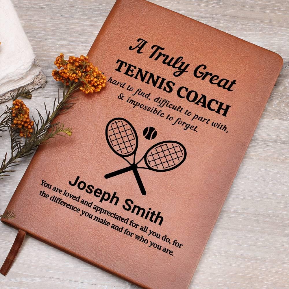 Tennis Coach Personalized Leather Journal – Gift from Tennis Team