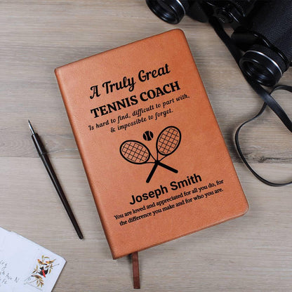 Tennis Coach Personalized Leather Journal – Gift from Tennis Team – view 2