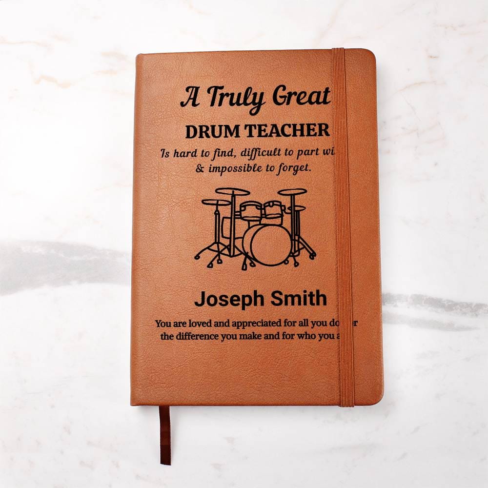 Drum Teacher Personalized Leather Journal – Christmas – view 7