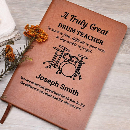 Drum Teacher Personalized Leather Journal – Christmas