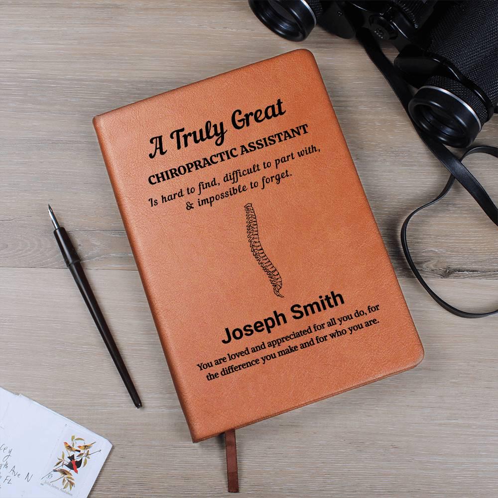 Chiropractic Assistant Personalized Leather Journal – Chiro Office – view 2