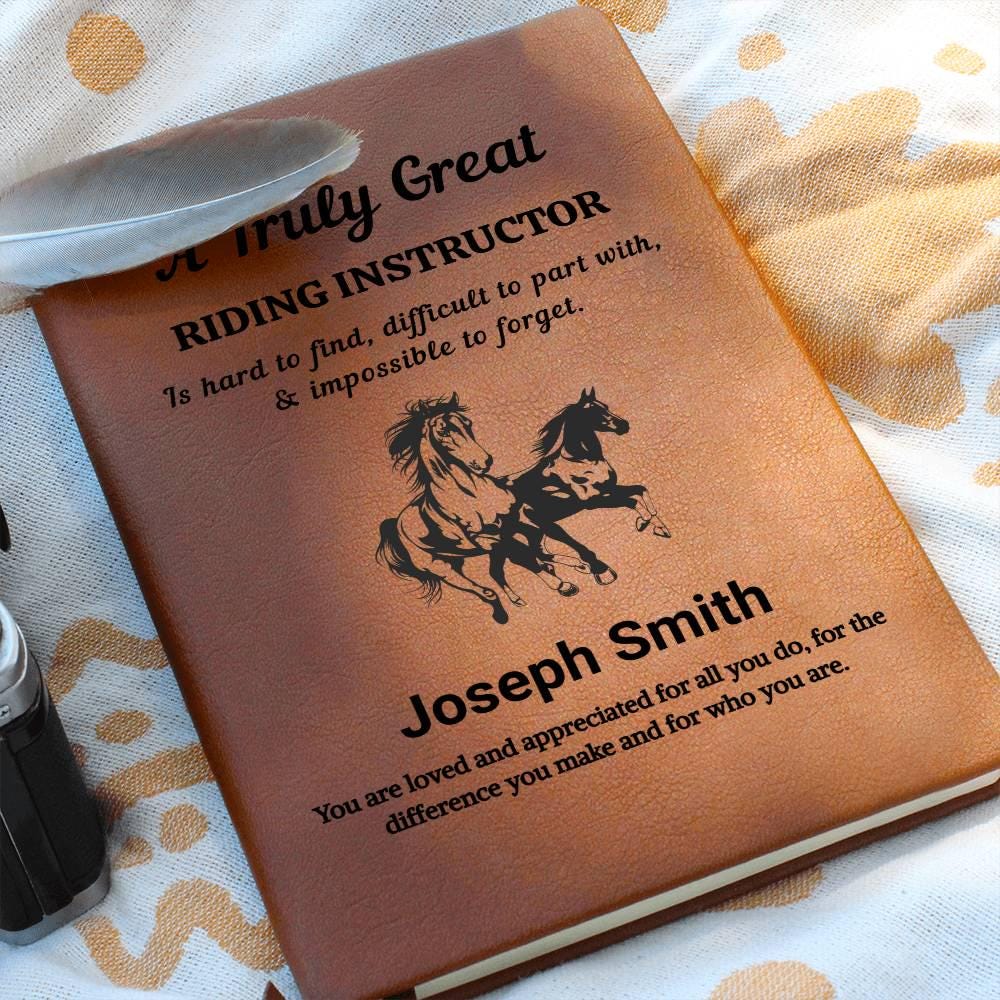 Riding Instructor Personalized Leather Journal – Equestrian Coach Gift – view 10