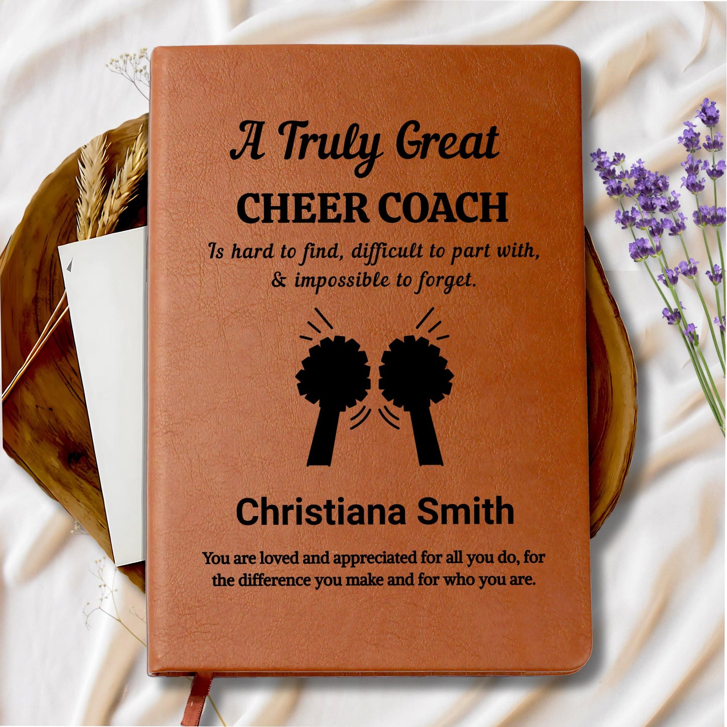 Cheer Coach Personalized Leather Journal – Coach Thank You Gift – view 9