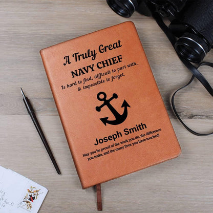 Navy Chief Personalized Leather Journal – view 2
