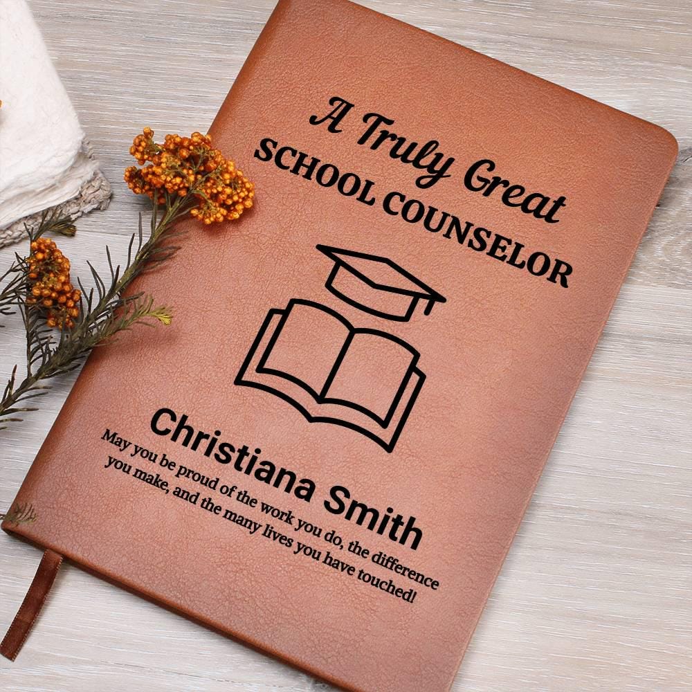 School Counselor Personalized Leather Journal – Appreciation Gift