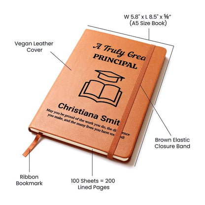 Principal Personalized Leather Journal – Thank You or Retirement Gift – view 4