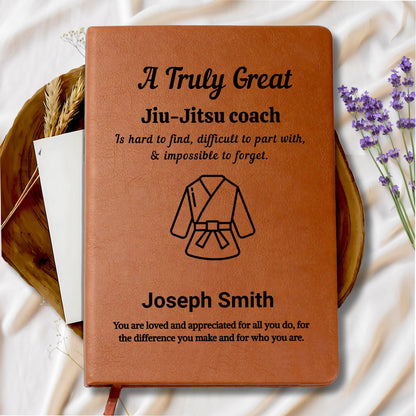 Jiu Jitsu Coach Personalized Leather Journal – Martial Arts Gift – view 8