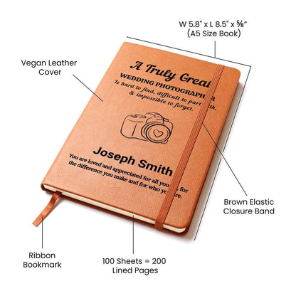 Wedding Photographer Gift Personalized Leather Journal – view 4