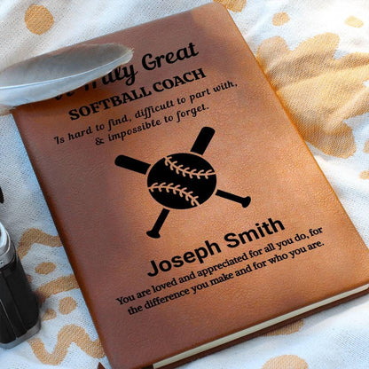 Softball Coach Gift Personalized Leather Journal – view 7
