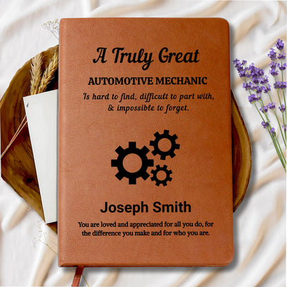 Automotive Mechanic Gift Personalized Leather Journal – view 9