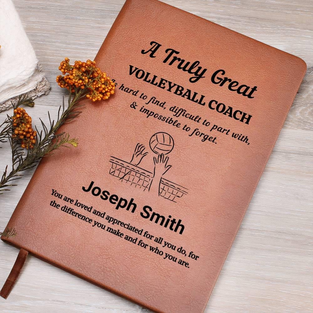 Volleyball Coach Gift Personalized Leather Journal – Gift from Team