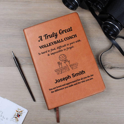 Volleyball Coach Gift Personalized Leather Journal – Gift from Team – view 2