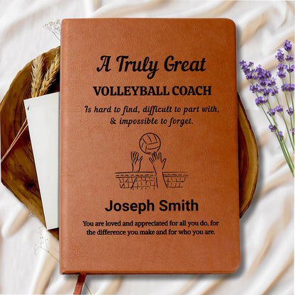 Volleyball Coach Gift Personalized Leather Journal – Gift from Team – view 9