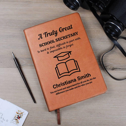 School Secretary Gift Personalized Leather Journal – Appreciation Gift – view 2