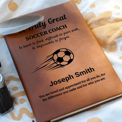 Soccer Coach Gift Personalized Leather Journal – Thank You Gift – view 5