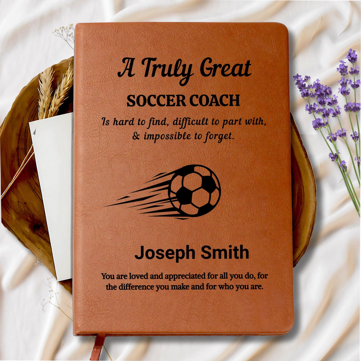 Soccer Coach Gift Personalized Leather Journal – Thank You Gift – view 9