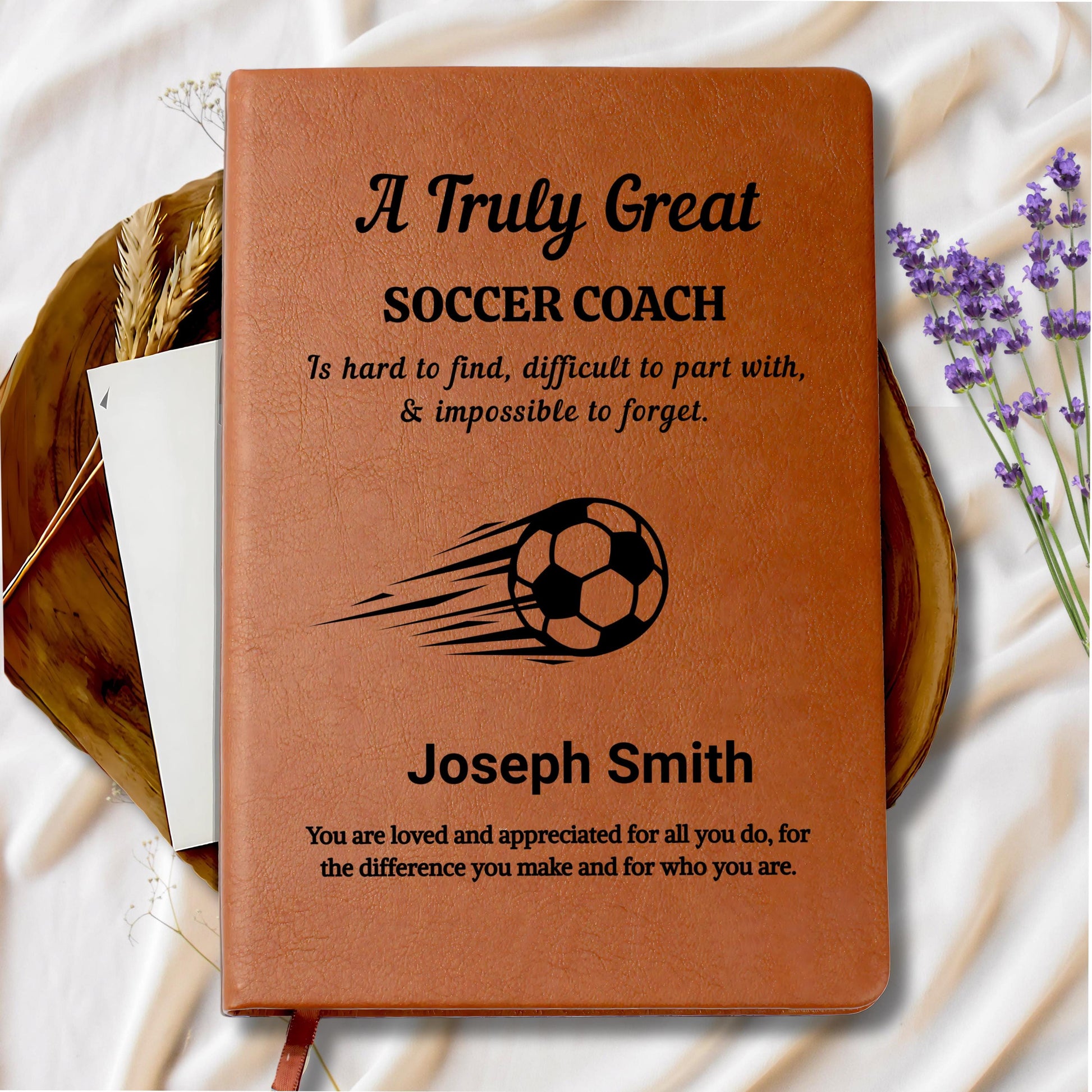 Soccer Coach Gift Personalized Leather Journal – Thank You Gift – view 9
