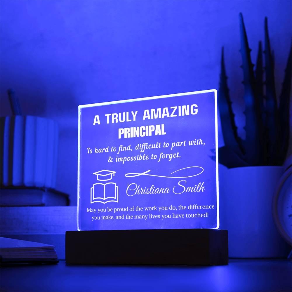 Personalized Principal Appreciation Plaque: Acrylic LED Light – view 8