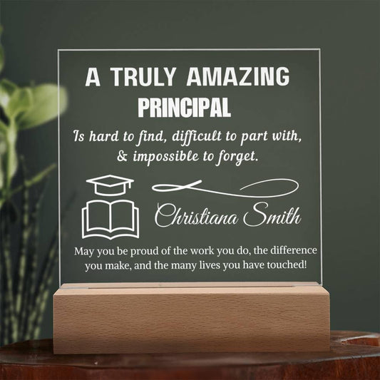 Personalized Principal Appreciation Plaque: Acrylic LED Light – view 2